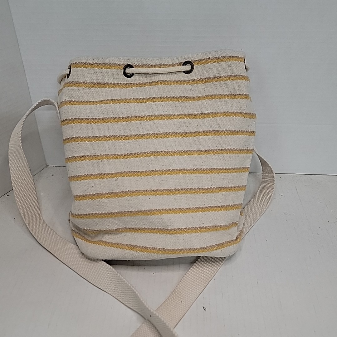 Roxy Linen Cotton Yellow & White Stripe Boho Clinch Top Shoulder Bag Purse
