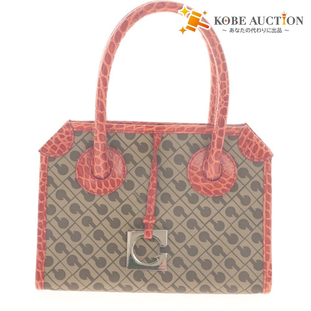 GHERARDINI Handbag Monogram All-Over Print G Charm Crocodile-Embossed Leather