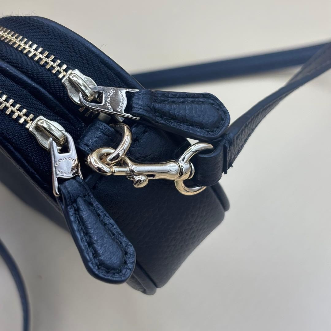 COACH leather double zipper shoulder bag