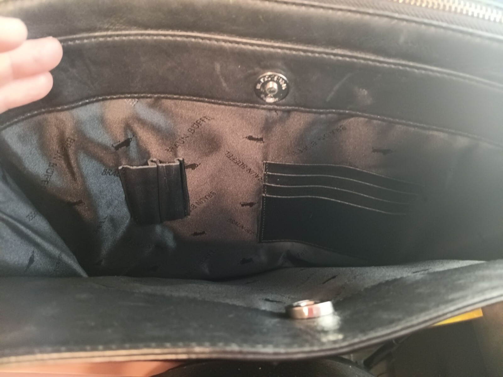 Braun Buffel Black Leather Tote Shoulder Bag, Double Handle, Germany, Briefcase