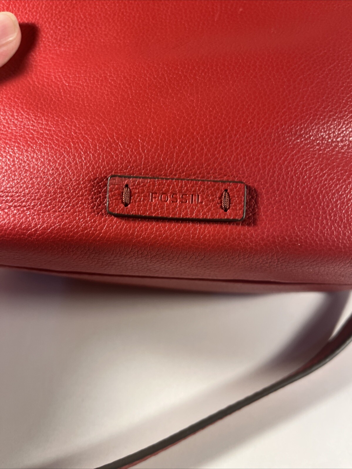 NEW FOSSIL KEELY RED+CORAL LEATHER,BRASS GOLD TONE,CROSSBODY HANDBAG