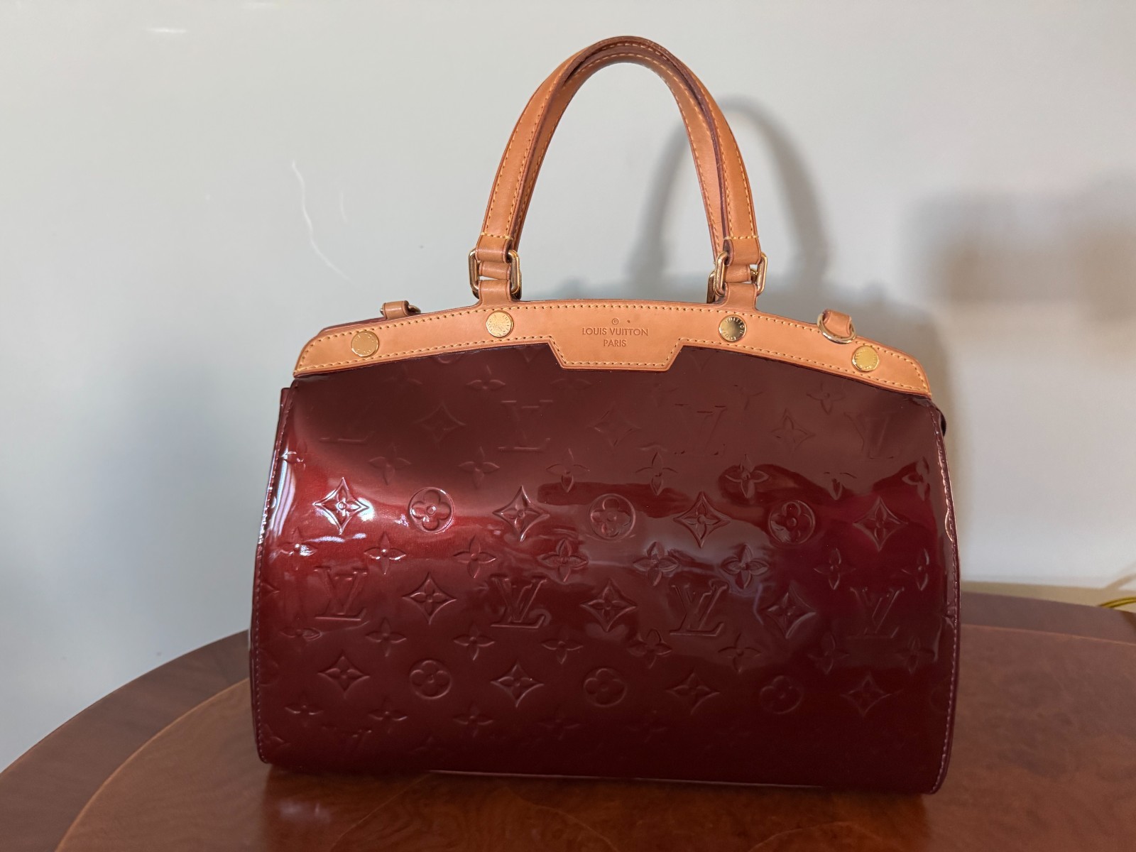 Louis Vuitton Brea MM Amarante Leather Monogram Vernis Bag