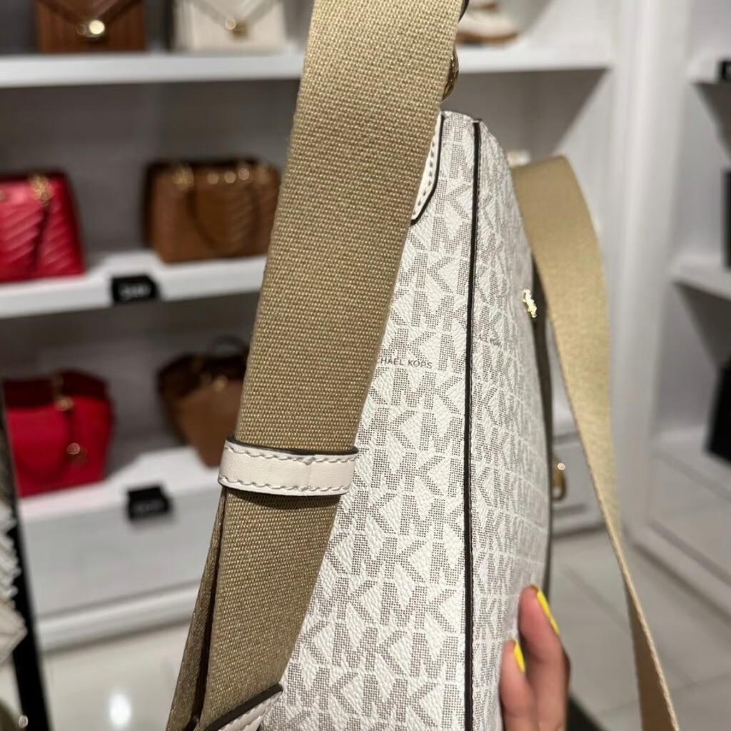 Michael Kors Jet Set Travel Small Women MK Logo Crossbody Bag(Light Cream Multi)