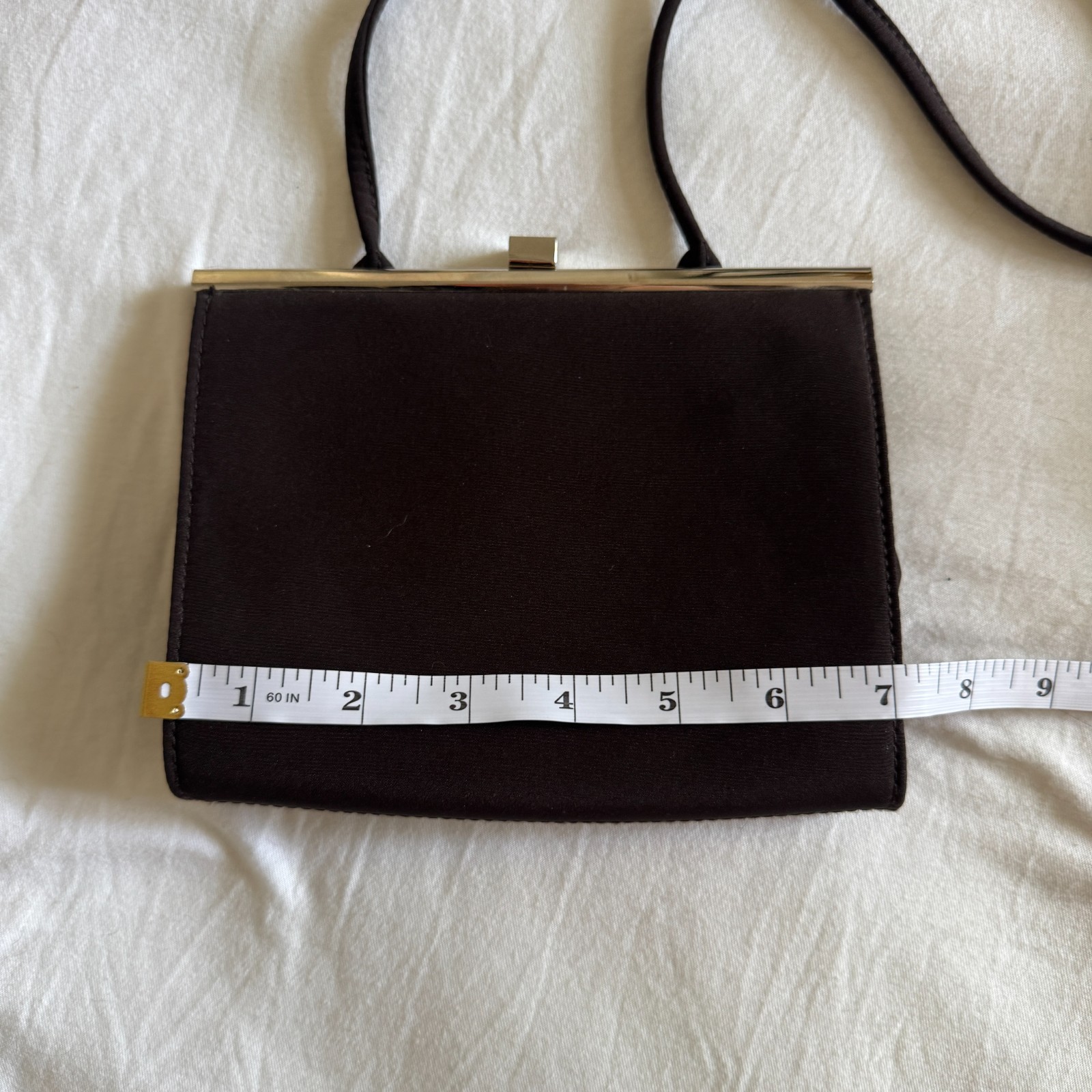 Vintage Style Liz Claiborne Chocolate Brown Silver Clasp Mini Purse Shoulder Bag