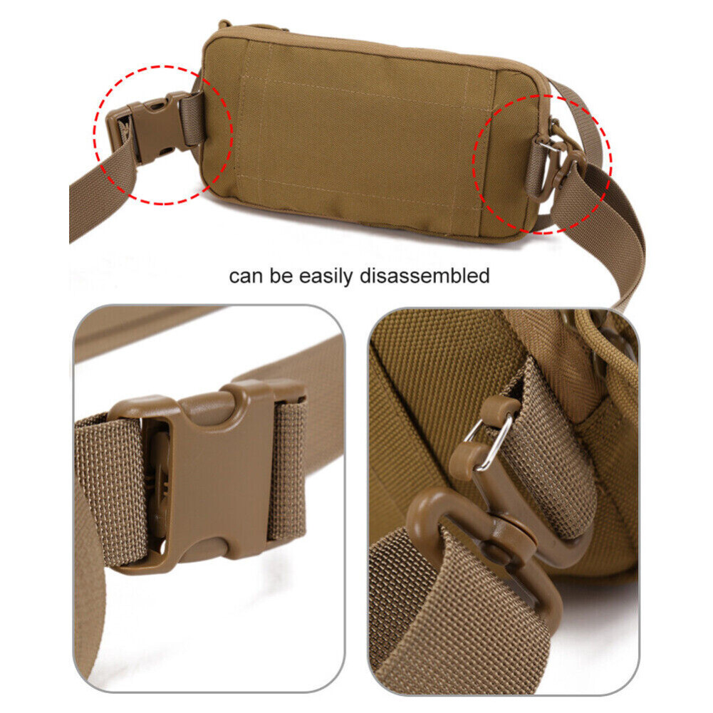 Tactical Sling Chest Pack Bags Molle Daypack Backpack Small Khaki Shoulder Pouch