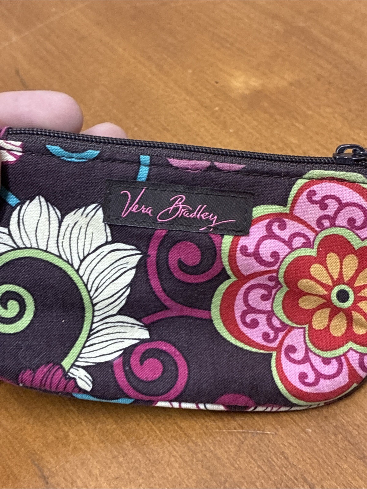 Vera Bradley Zip ID Case in Mod Floral Pink Pattern 3 x 5in