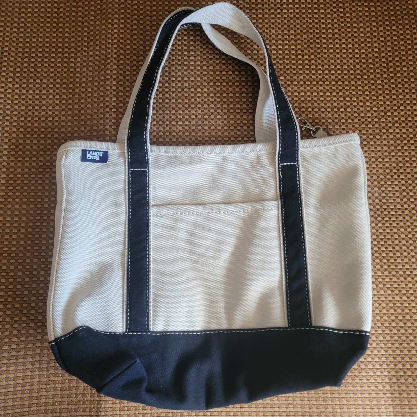 Lands’End Medium 5 Pocket Open Top Canvas Tote Bag Black