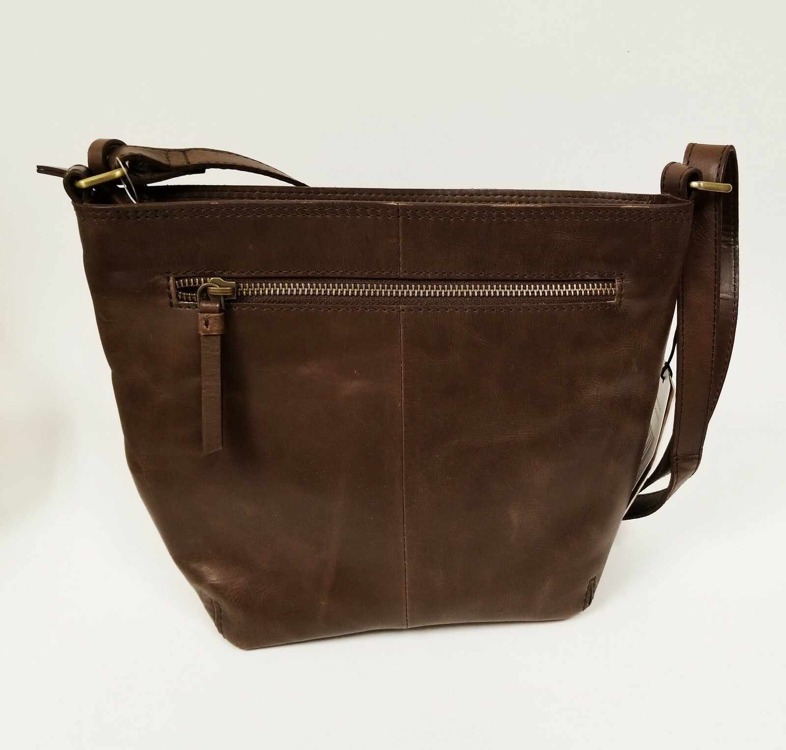 NEW BORN CHOCOLATE BROWN LEATHER,ANTIQUE BRASS TONE,MESSENGER,CROSSBODY BAG-$148