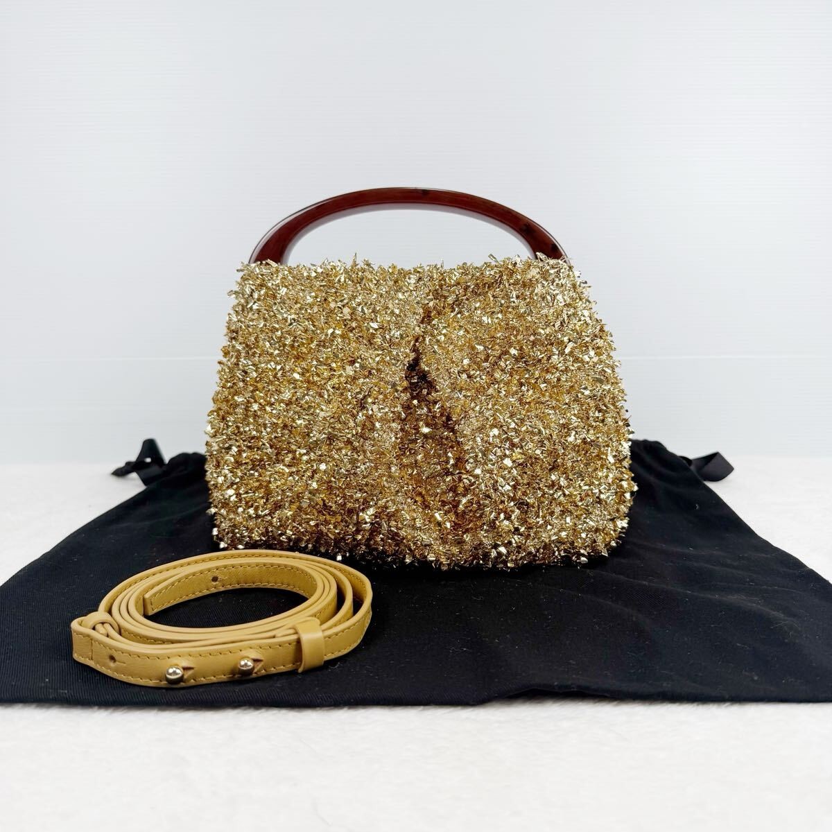 25AW DRIES VAN NOTEN Gold Mini Embellish Bag 2-way Crossbody Shoulder Bag