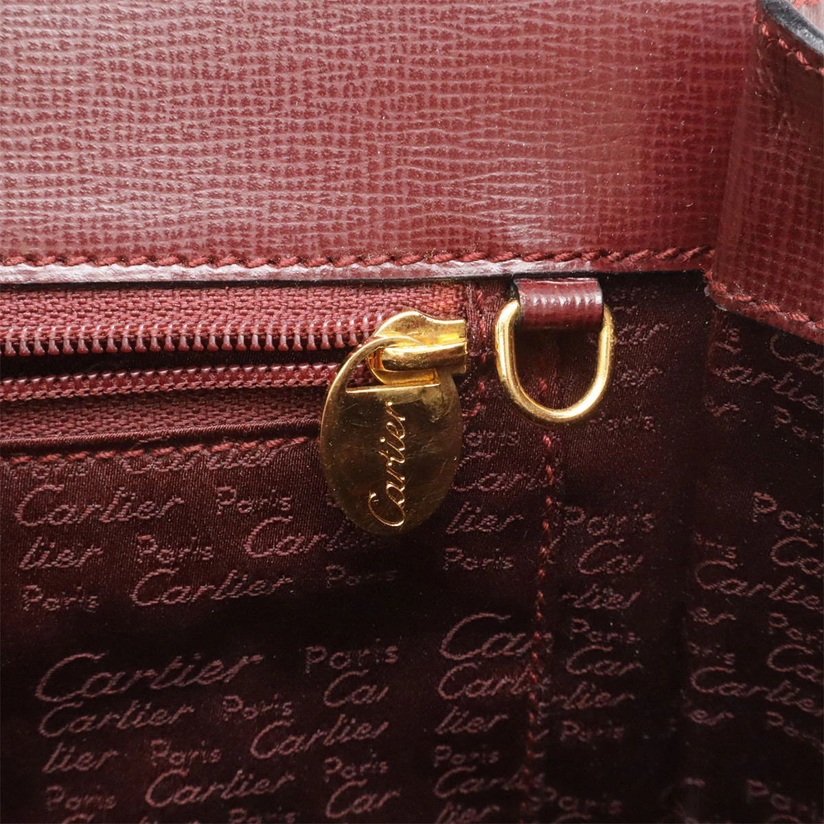 Cartier Must L1000169 Handbag Logo Leather Bordeaux Box and Papers #BLB2407