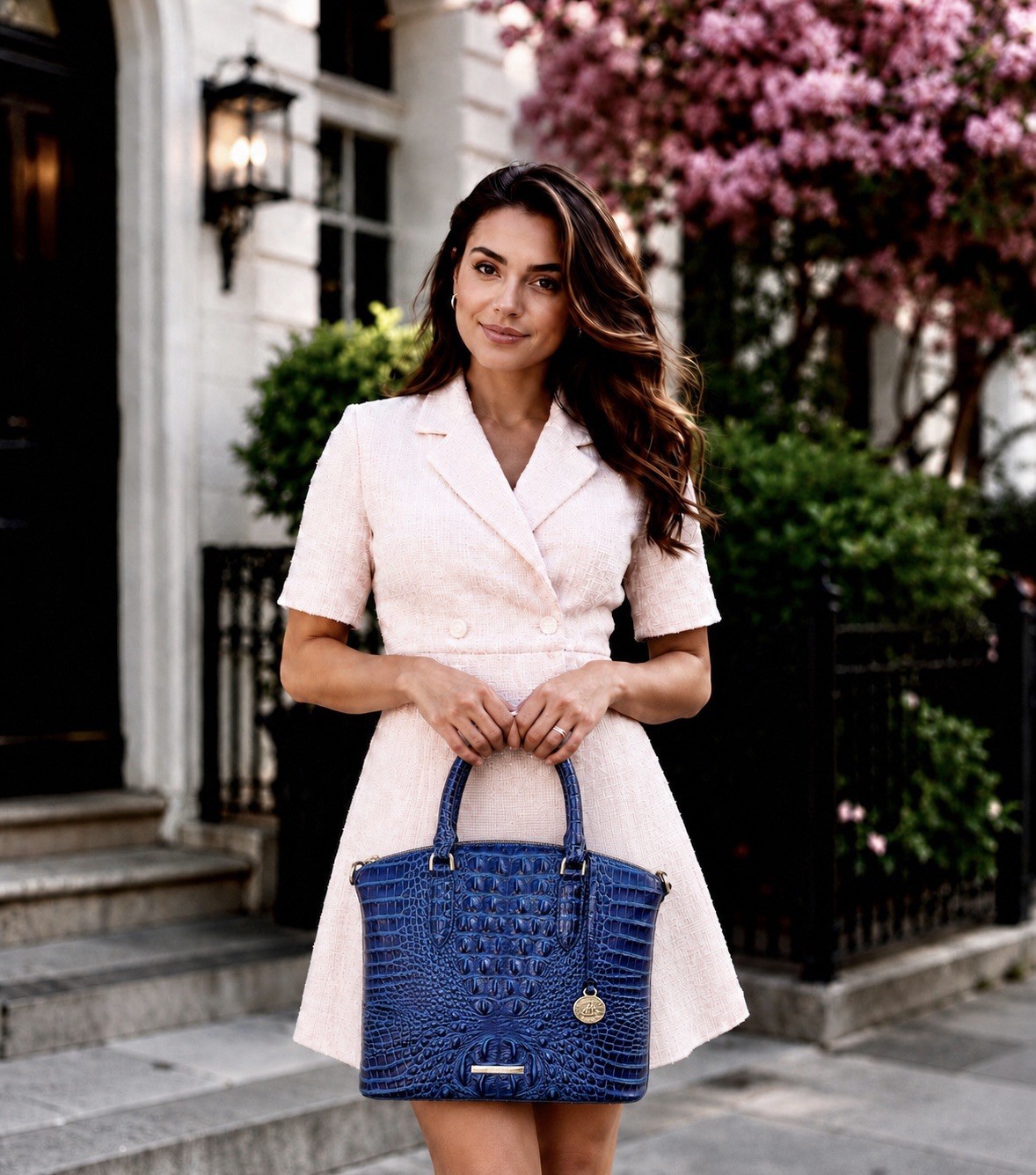 Brahmin Duxbury Satchel Affinity Solid Blue Melbourne Leather