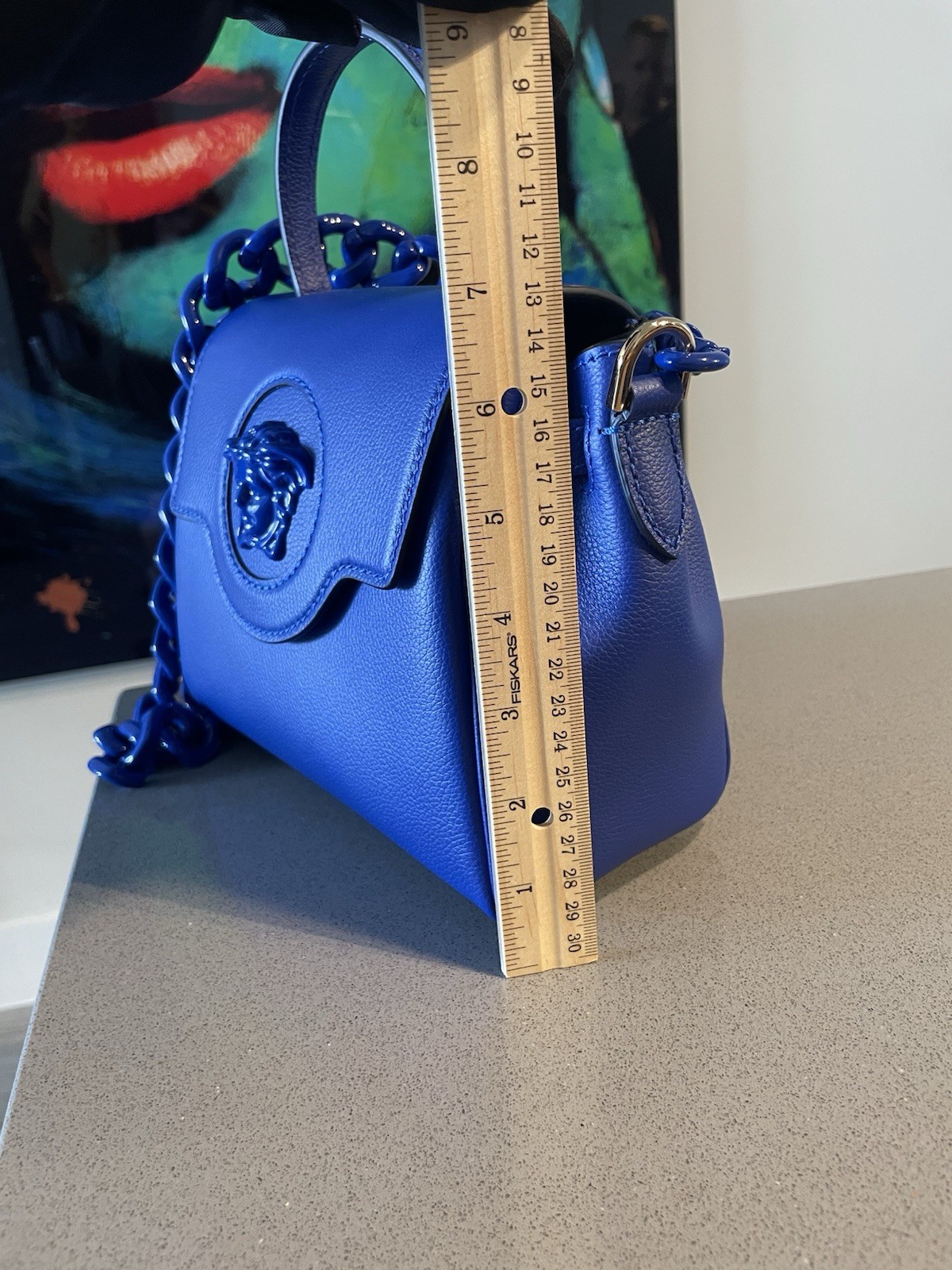 Versace La Medusa Medium Top Handle Vitello Bag (BLUE)$2300 Authentic.