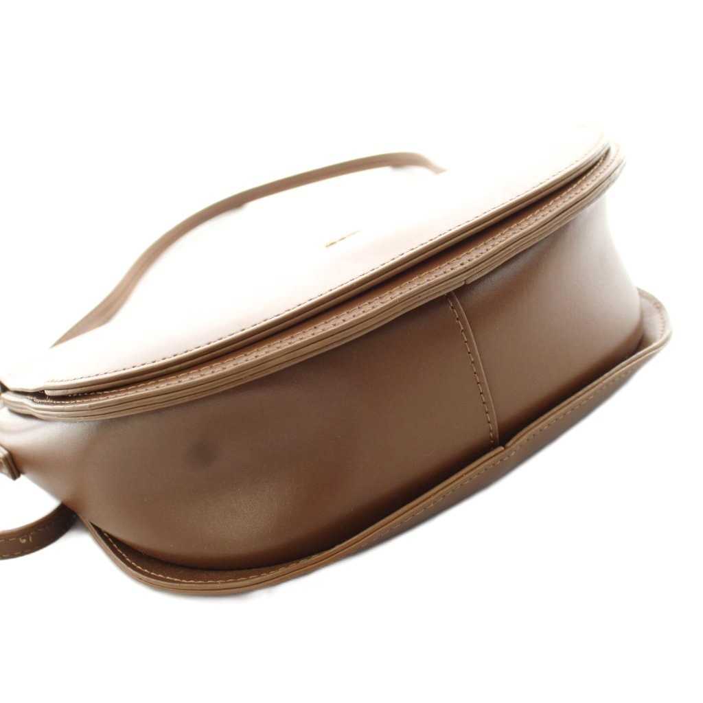 YAHKI Leather Shoulder Bag Brown 8.9in x 7.9in Excellent Condition