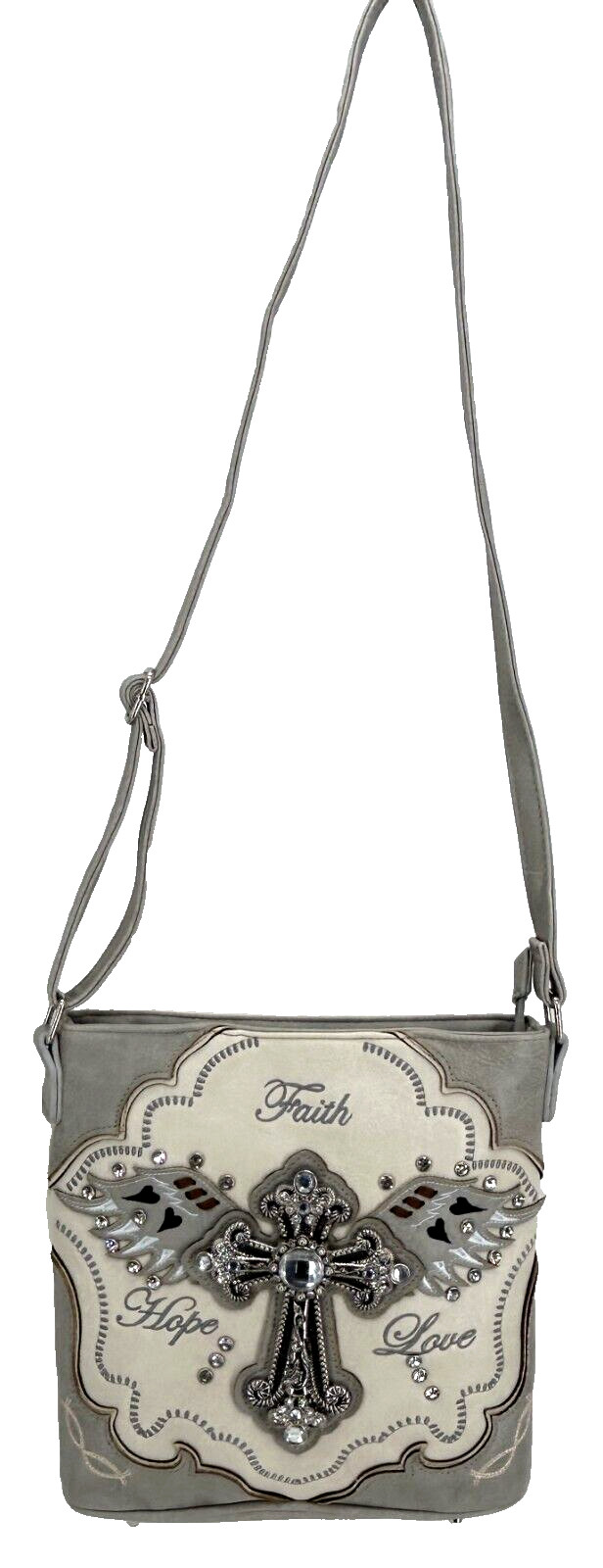 RHINESTONE CROSS FAITH LOVE HOPE CROSSBODY BAG CONCEALED PURSE SHOULDER HANDBAG