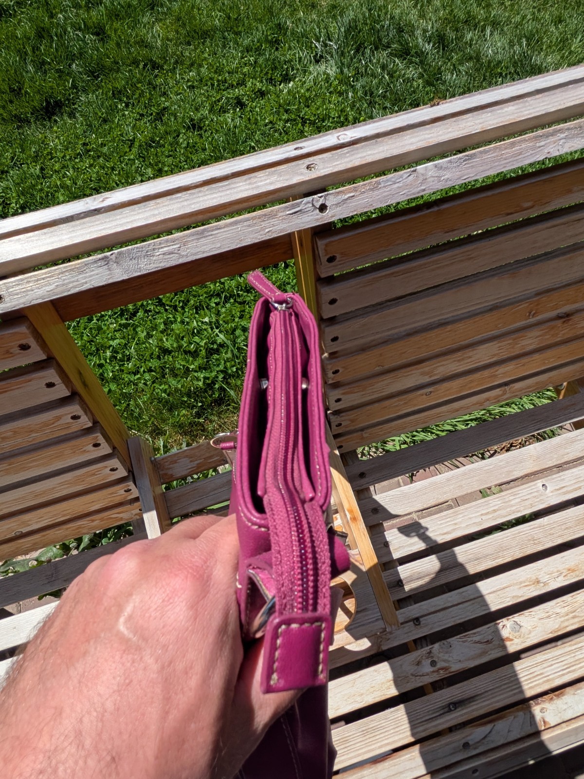 Franco Sarto Magenta Crossbody Bag Plum Faux Leather Purse Polka Dot Lining