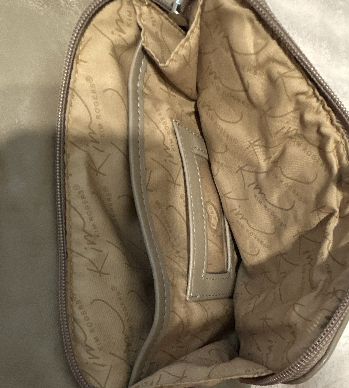 Kim Rogers Gray Logo Shoulder Bag Zip/Magnetic Snap Lined Pockets