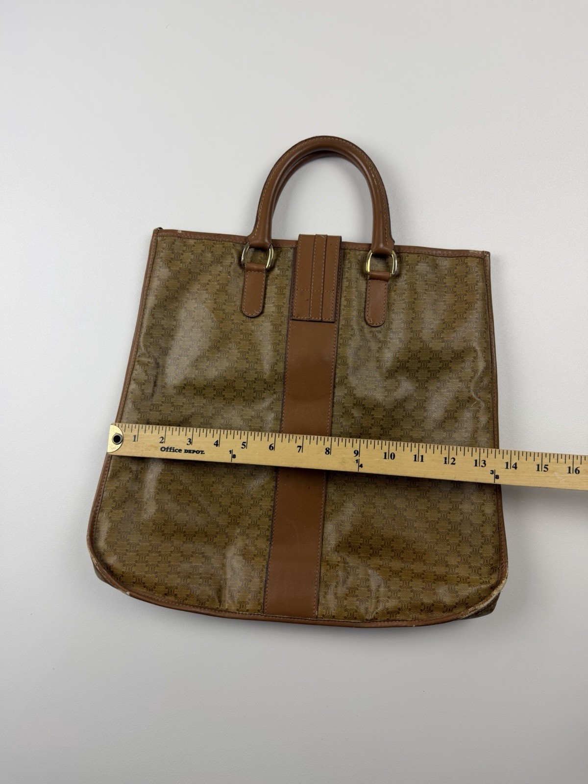 CELINE Vintage Macadam Tote Bag Large Monogram Rare 90 Triomphe Logo