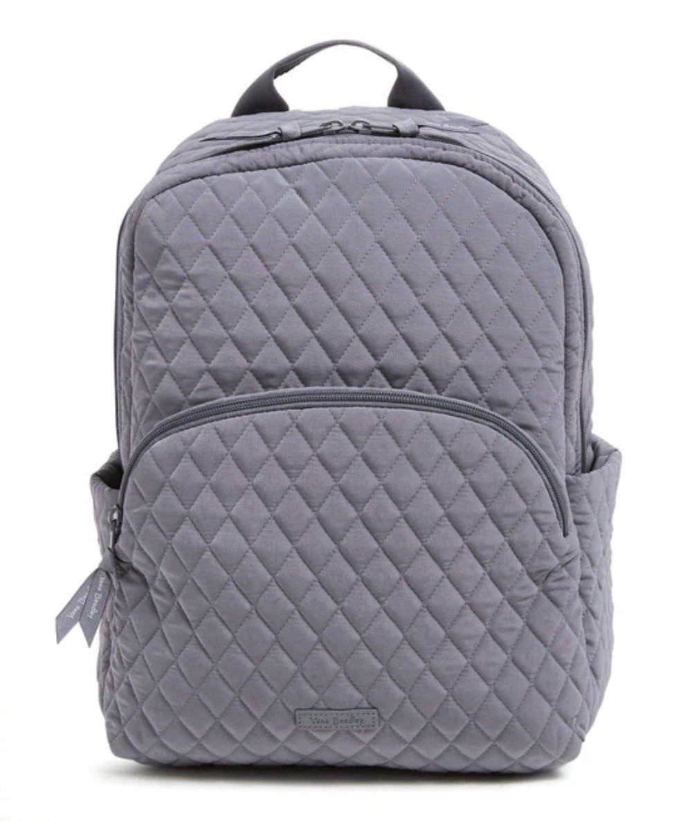 NWT Vera Bradley, CARBON GRAY, Essential Compact 12 in Backpack, Ultralight $135