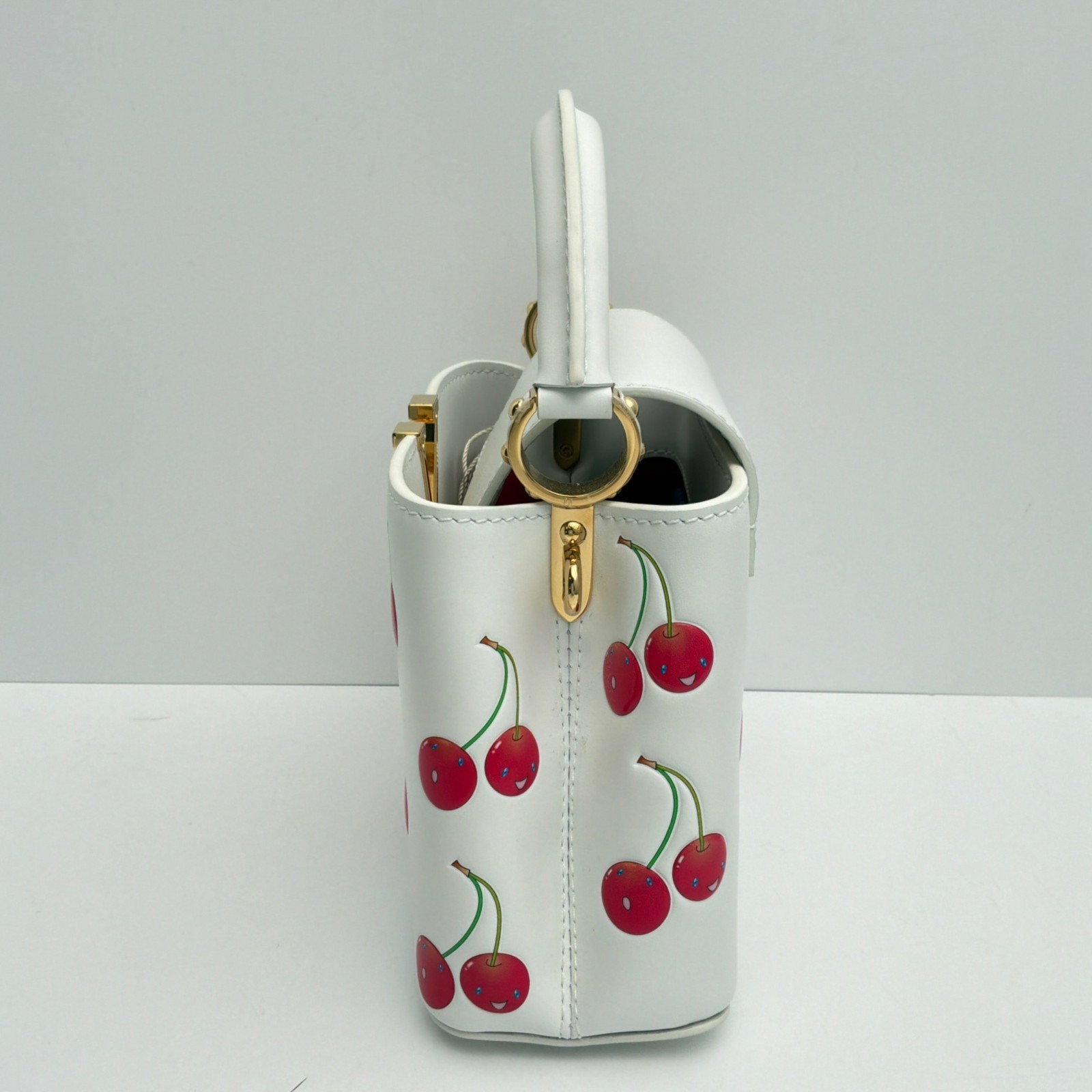 LOUIS VUITTON x Takashi Murakami Capucines Mini White Leather Cherry Handbag M13