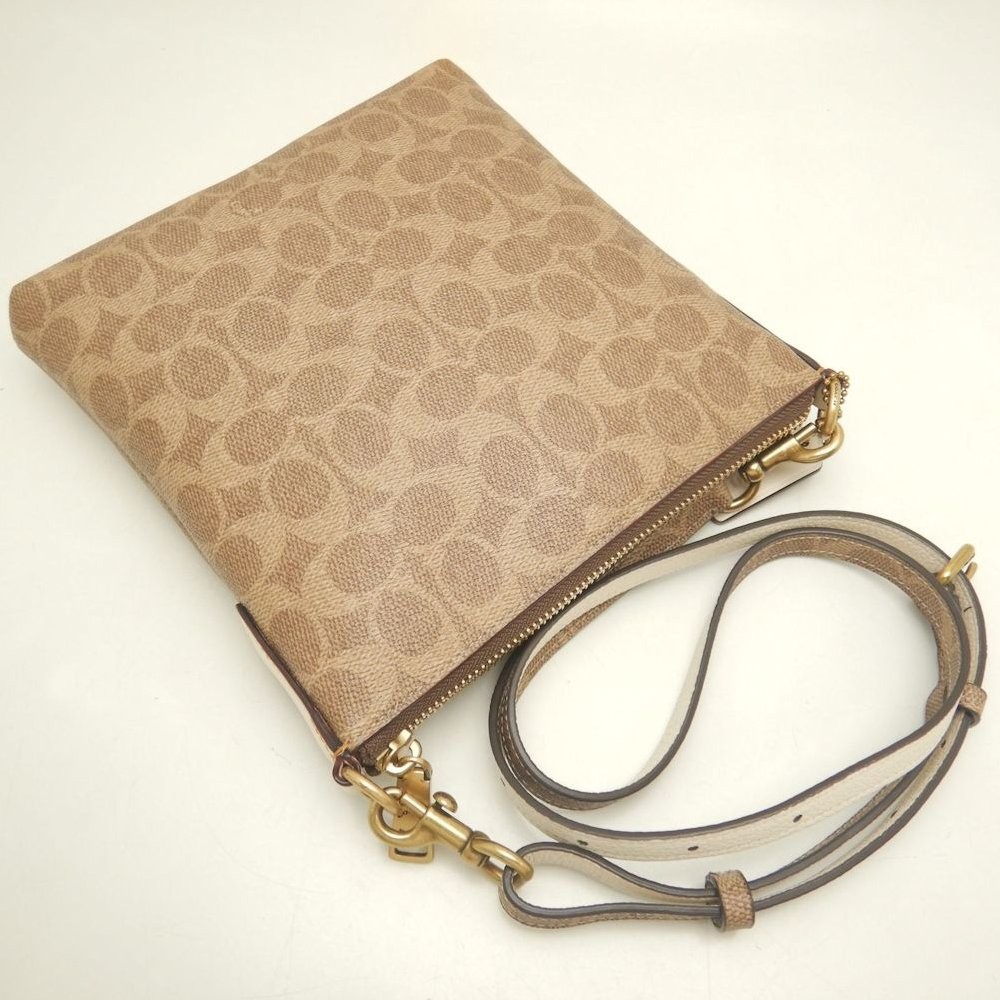 COACH Kit Messenger 41321 Shoulder Bag Coated Canvas Beige Ladies 253916