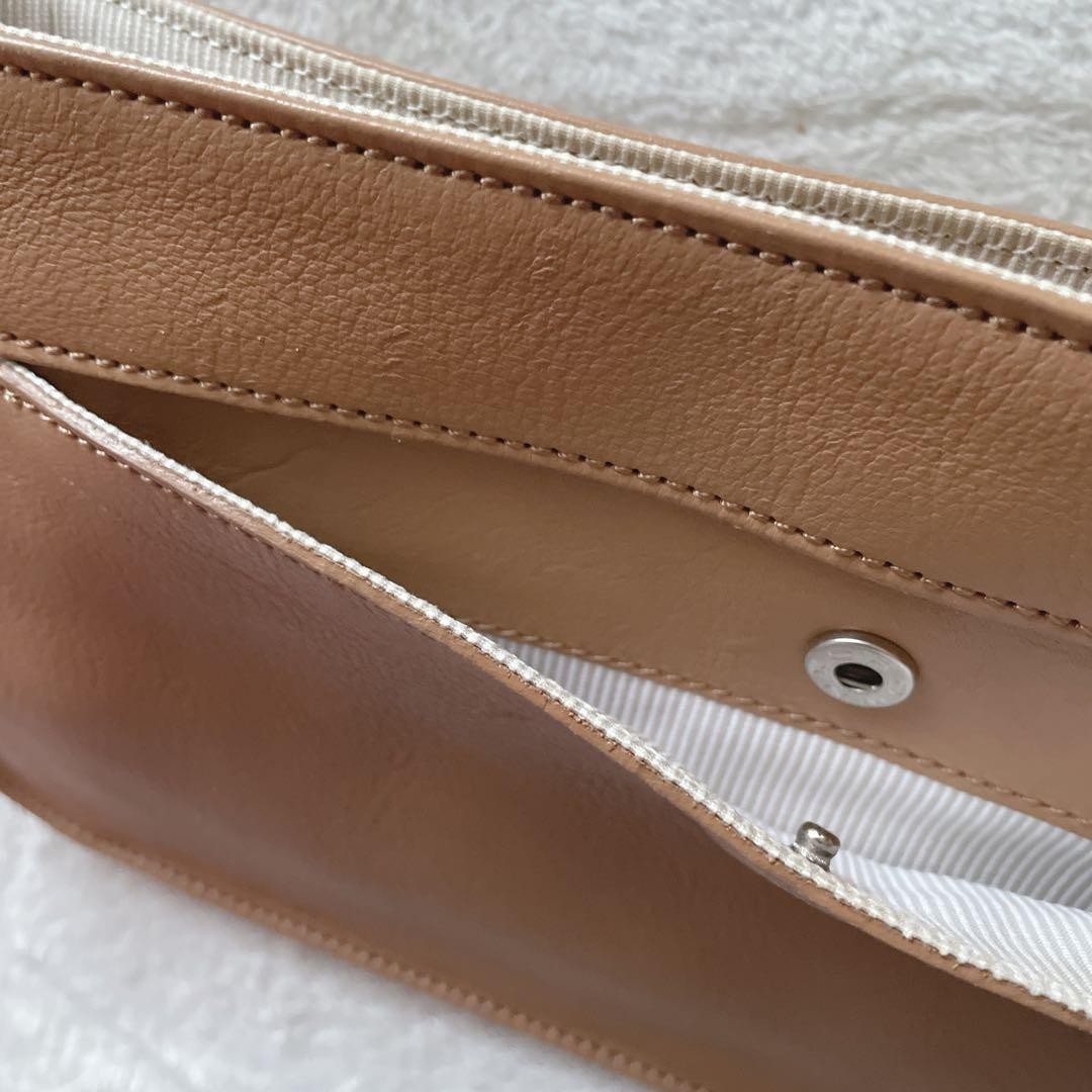 MARGARET HOWELL IDEA Shoulder Bag Camel Leather Logo Pockets Pre-owned JAPAN