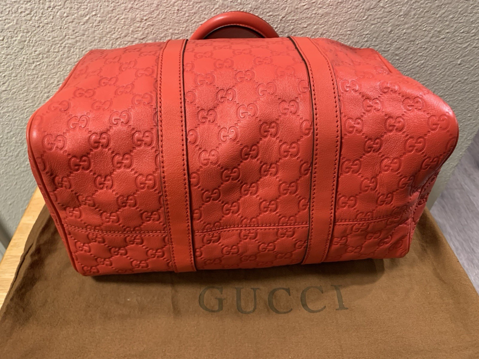 gucci joy boston Satchel bag guccissima leather medium red MINT w/bag