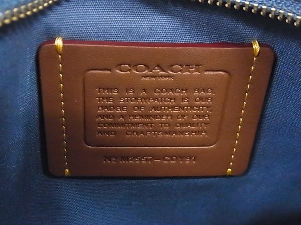 Authentic Coach Canvas Cargo Tote Bag 20cm Blue Embroidery Canbus Stylish Bag