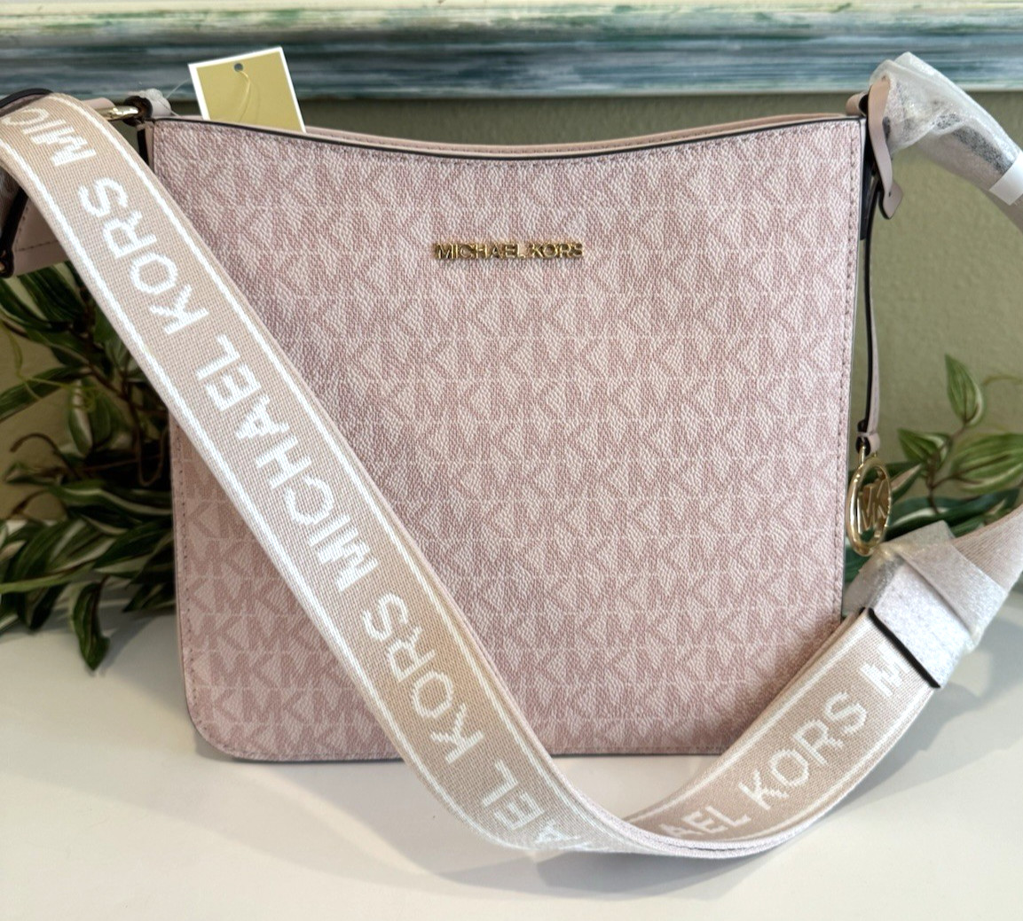MICHAEL KORS JET SET TRAVEL SMALL ZIP CROSSBODY MESSENGER BAG MK BLUSH PINK LOGO