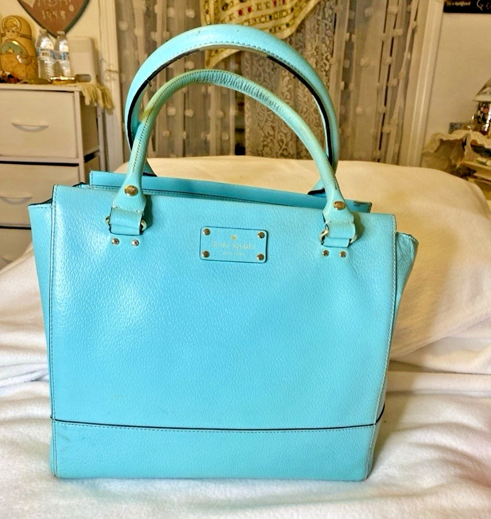 Womans-Purse-Kate Spade Wellsley Fresh Air blue leather tote bag