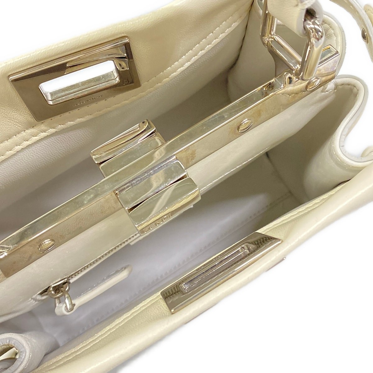 FENDI Peekaboo Iconic Small 8BN244 White Leather Handbag