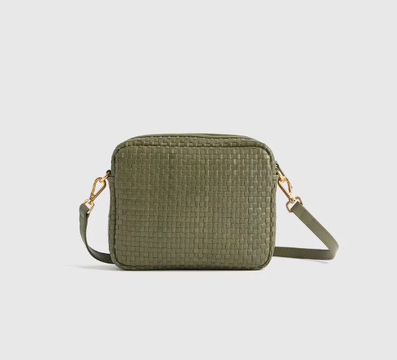 NWT QUINCE ITALIAN LEATHER HANDWOVEN CROSSBODY BAG OLIVE HANDBAG MSRP $102