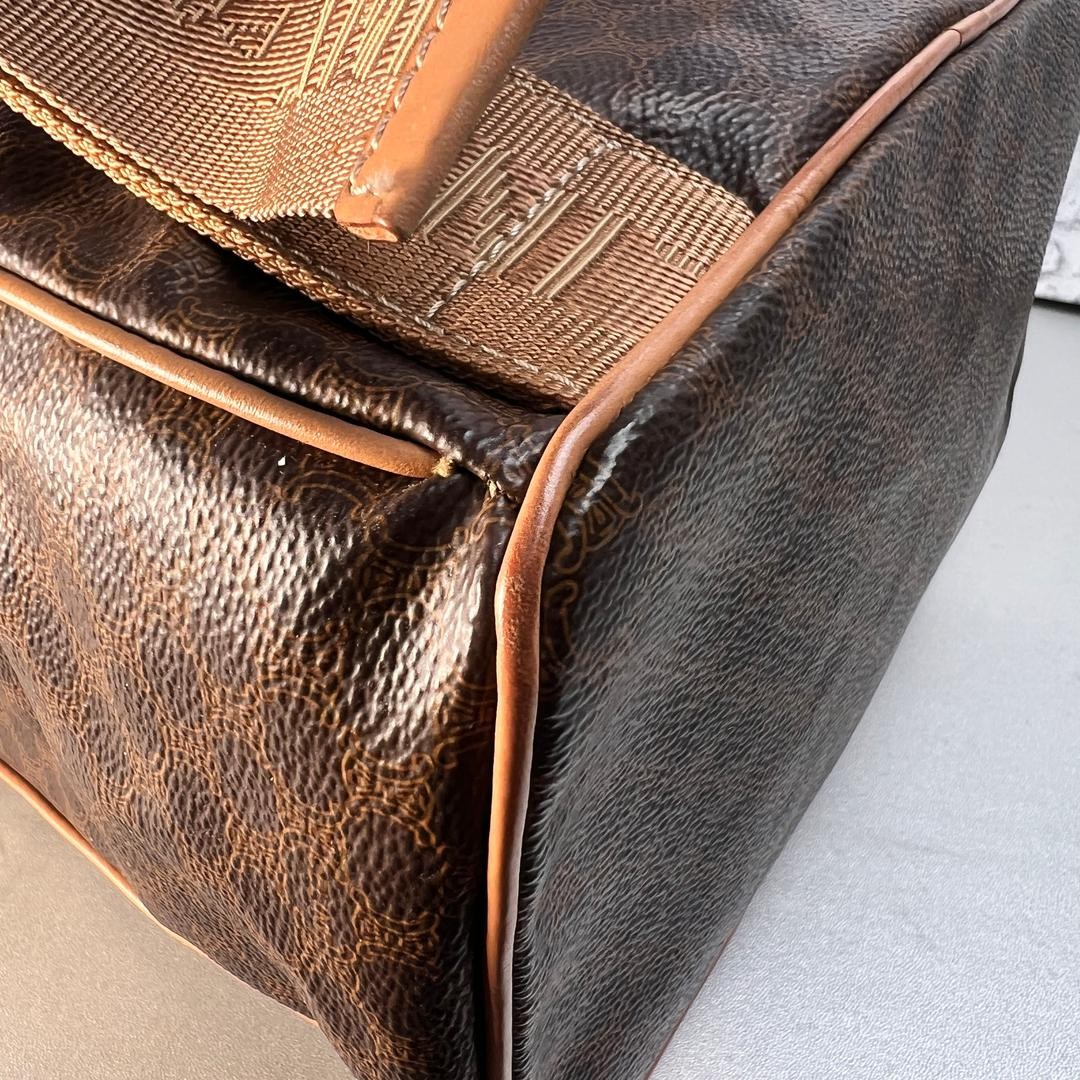 CELINE Macadam Leather Backpack Brown Authentic Vintage Bag