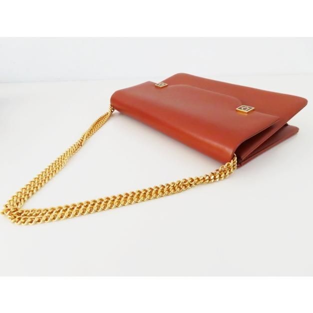 Christian Dior logo plate leather chain shoulder bag