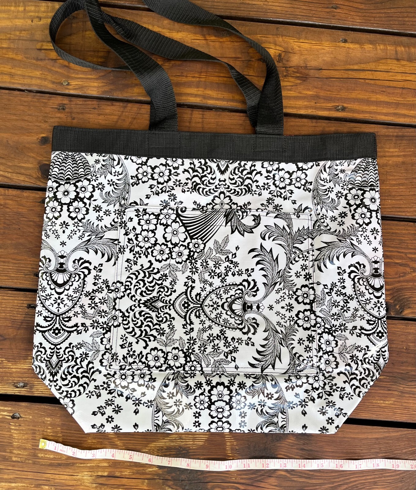 Cute Mexican Vinyl Tote – Artisan Handmade Oilcloth Paisley Pattern Unique Bag