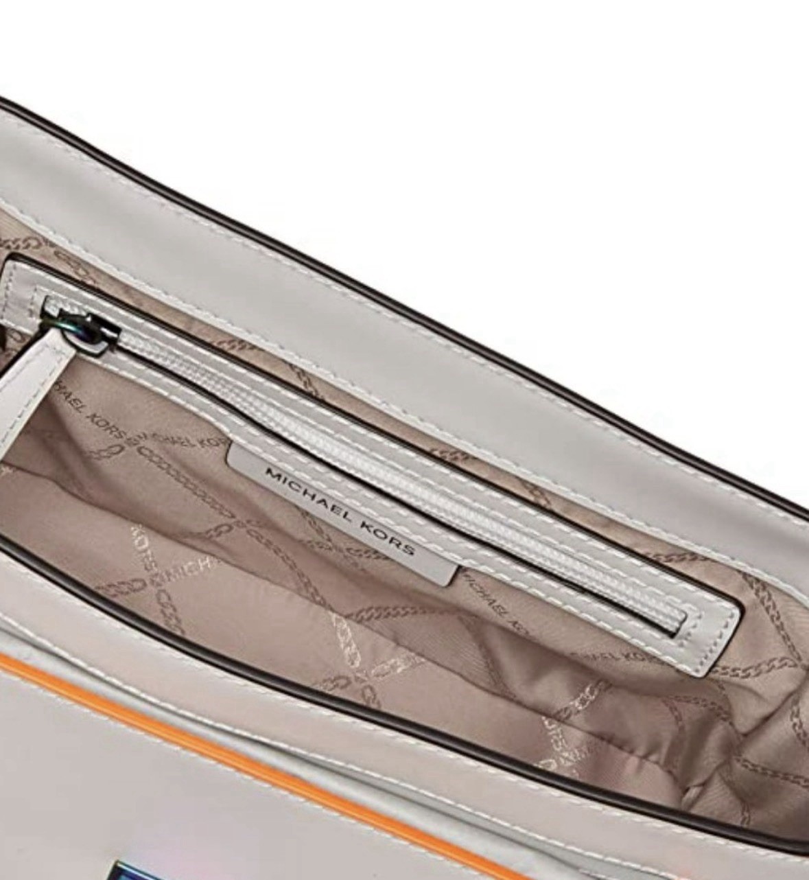 Michael Kors Manhattan Satchel Optic White Rainbow Stud Leather Bag