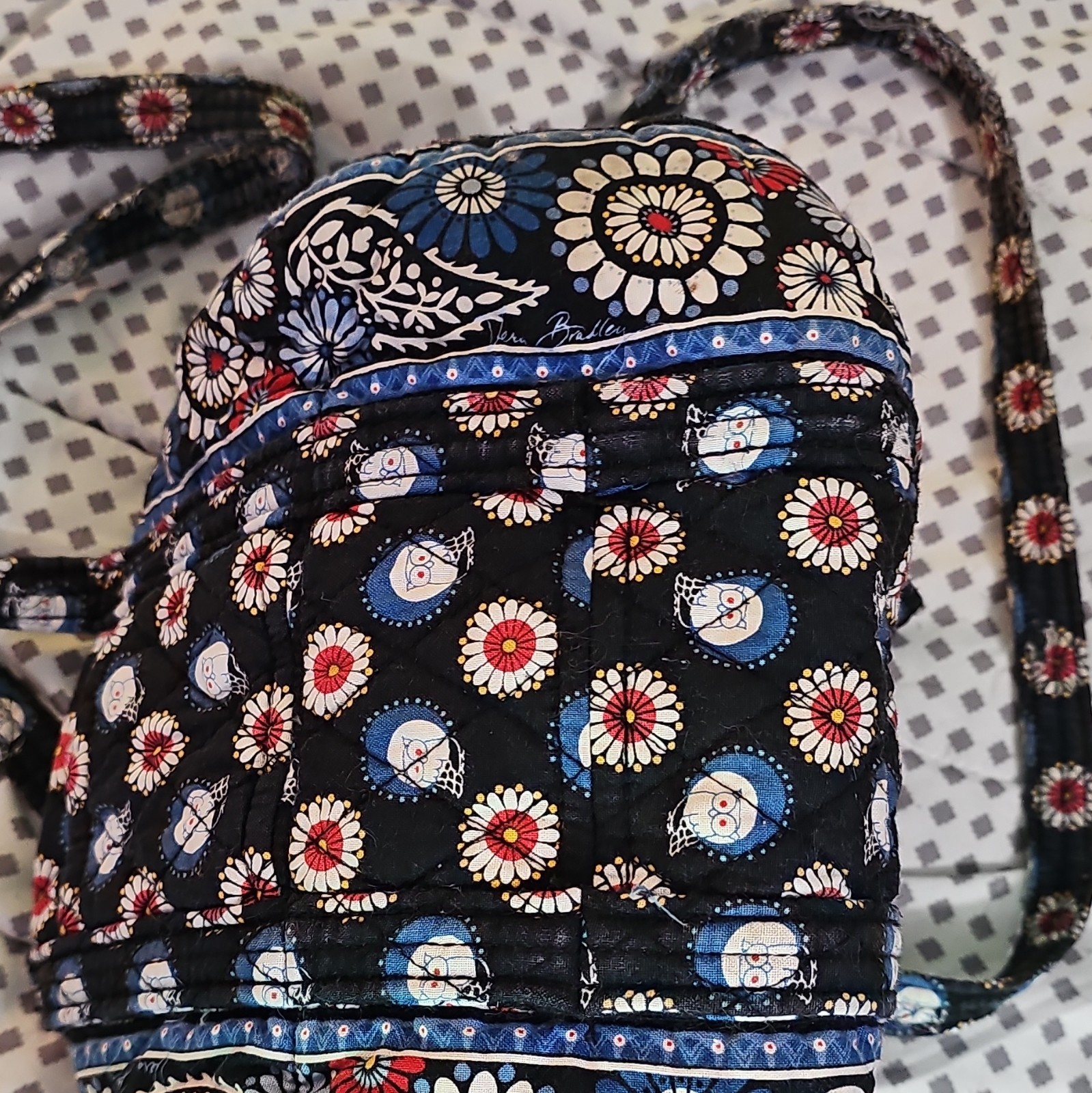 Vera Bradley Medium Floral Owl Tote Bag Zip Closure Inner & Outer Pockets