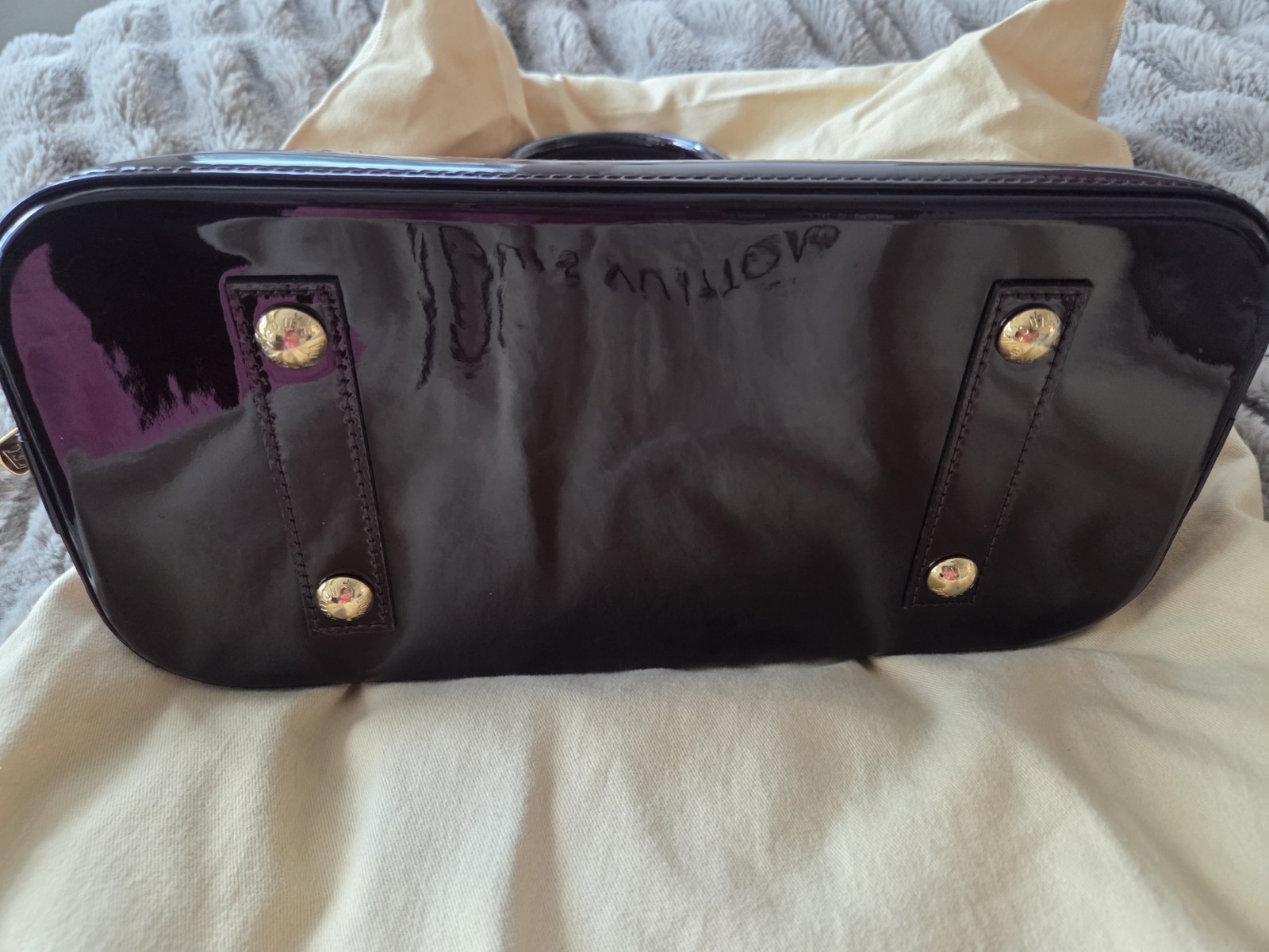 Louis Vuitton Alma PM Amarante Monogram Patent Satchel Zip w/ Dust Bag