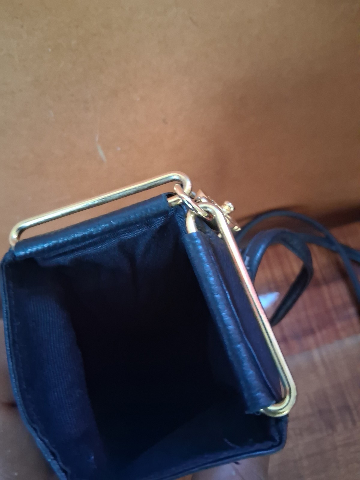 Blue Solid Crossbody Bag Snap Closure Gold Tone Hardware Shoulder Strap