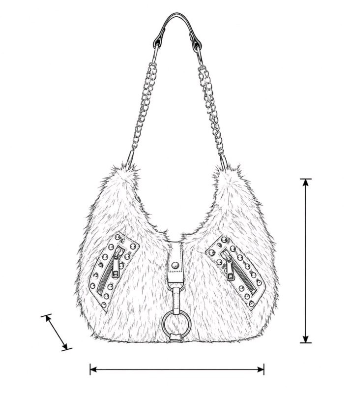 New Fashion Black Faux Fur Chain Purse – Y2K Punk Purse W/Silver Accents