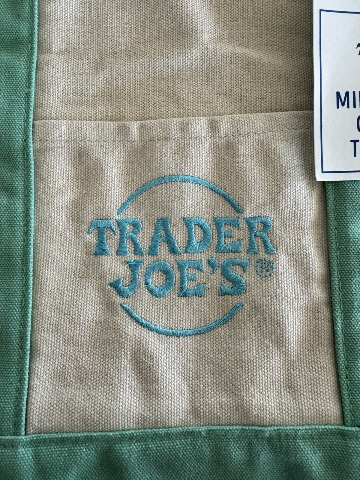 Trader Joe’s Mint Green Mini Canvas Tote Bag NWT Limited Edition