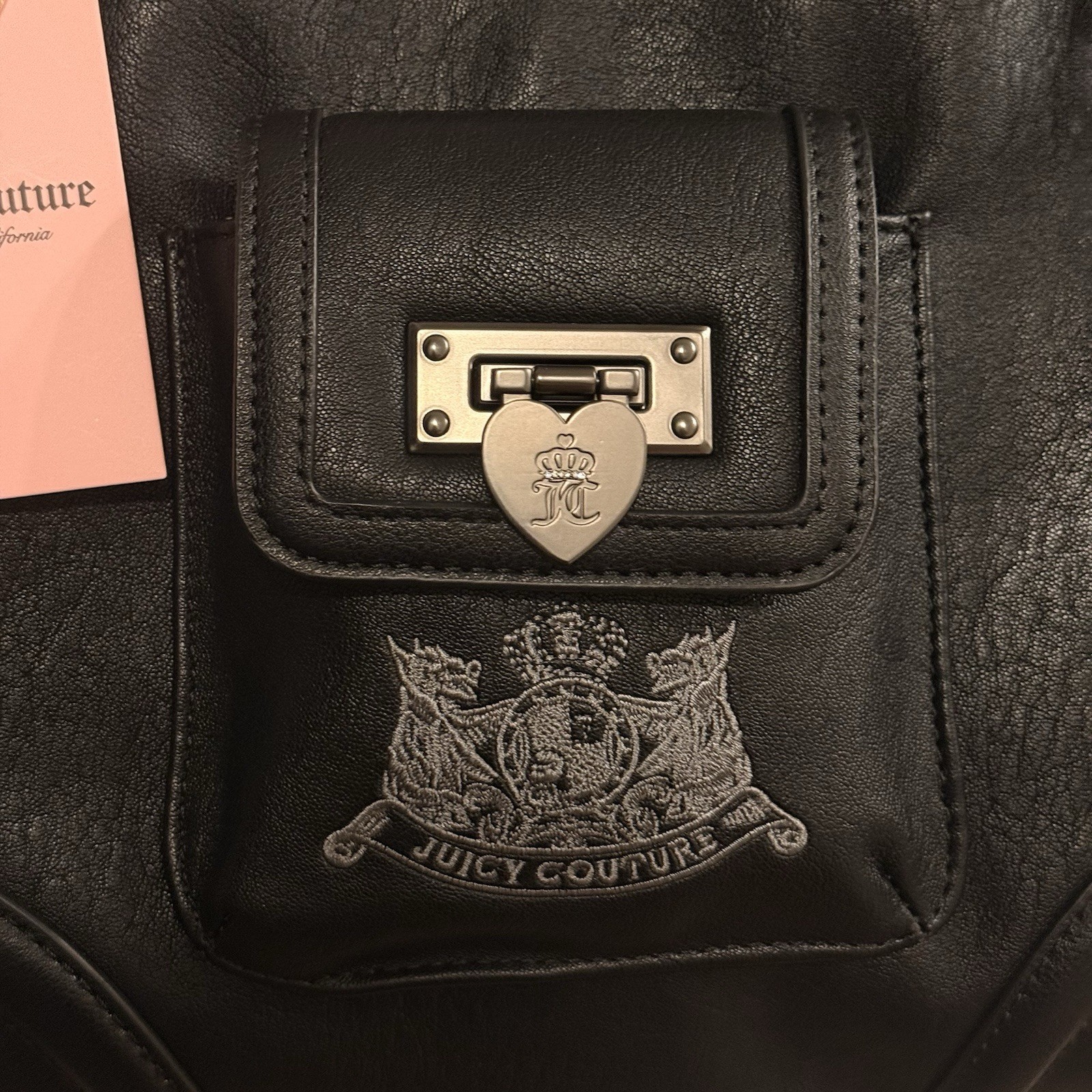 Juicy Couture Royal to Juicy Black Daydreamer Tote Key Lock Charm Gothic