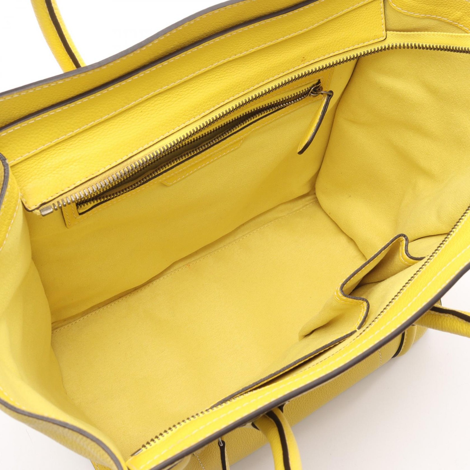 Celine Luggage Mini Shopper Leather Handbag Women Yellow One Size
