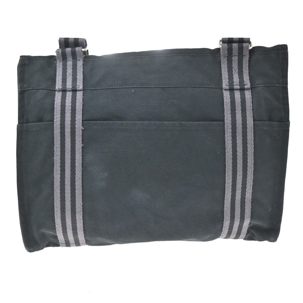 HERMES Fourre Tout Basas MM Hand Tote Bag 100% Cotton Black SHW France 05TA739