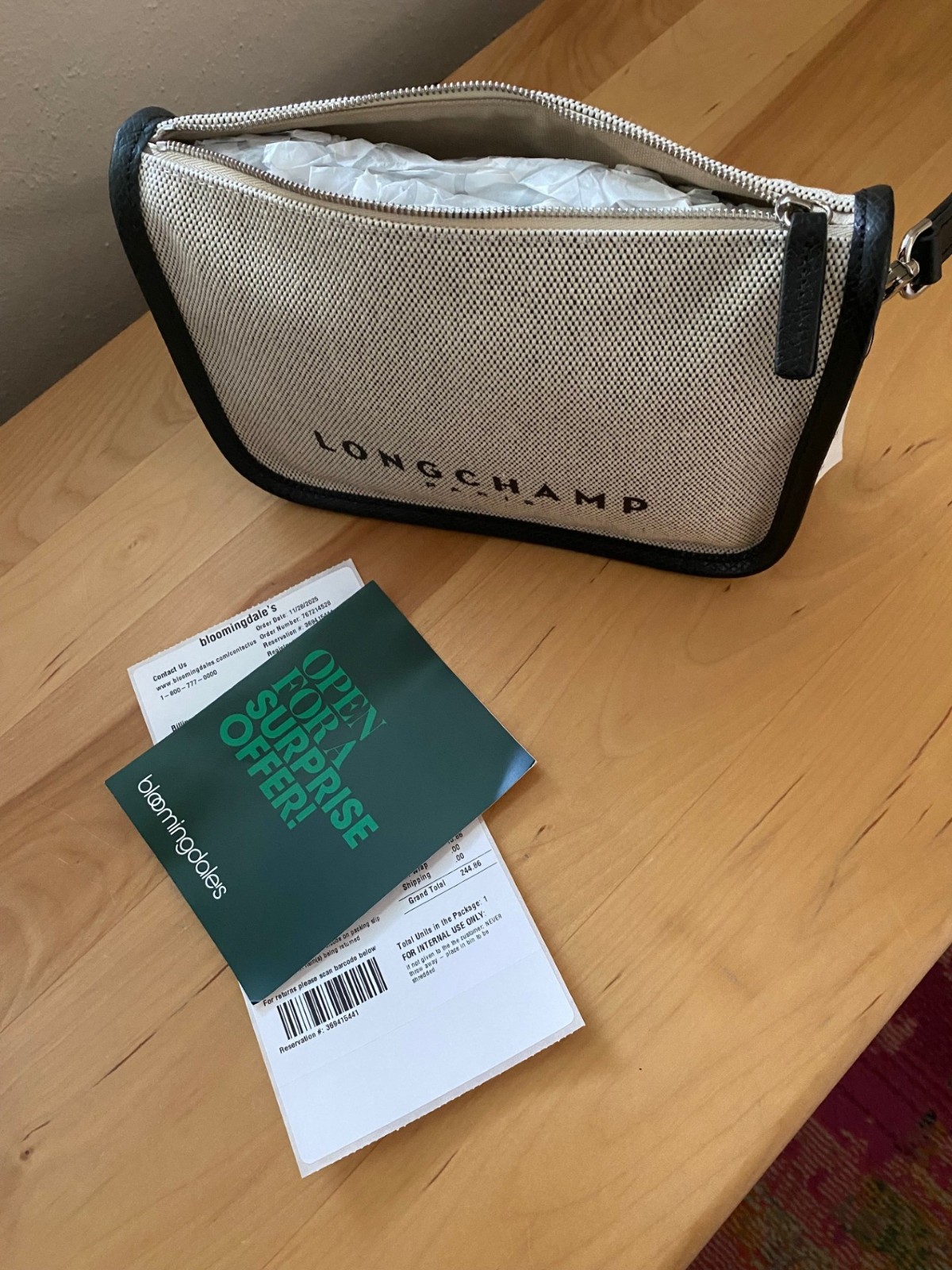 NWT Longchamp Roseau Essential S Crossbody Bag Canvas Black Leather Silver $330