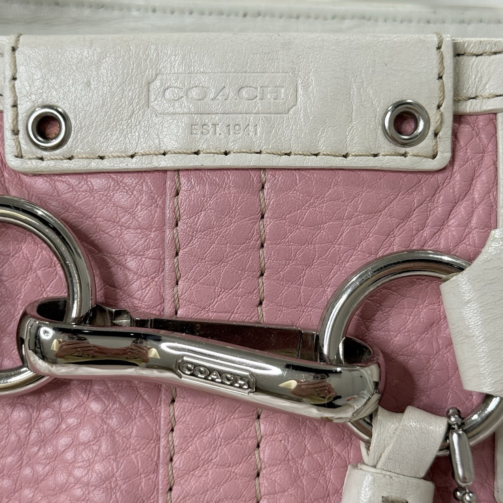 Vintage Coach Y2K Hamptons Carryall Satchel Bag Pink Leather Coquette F13084