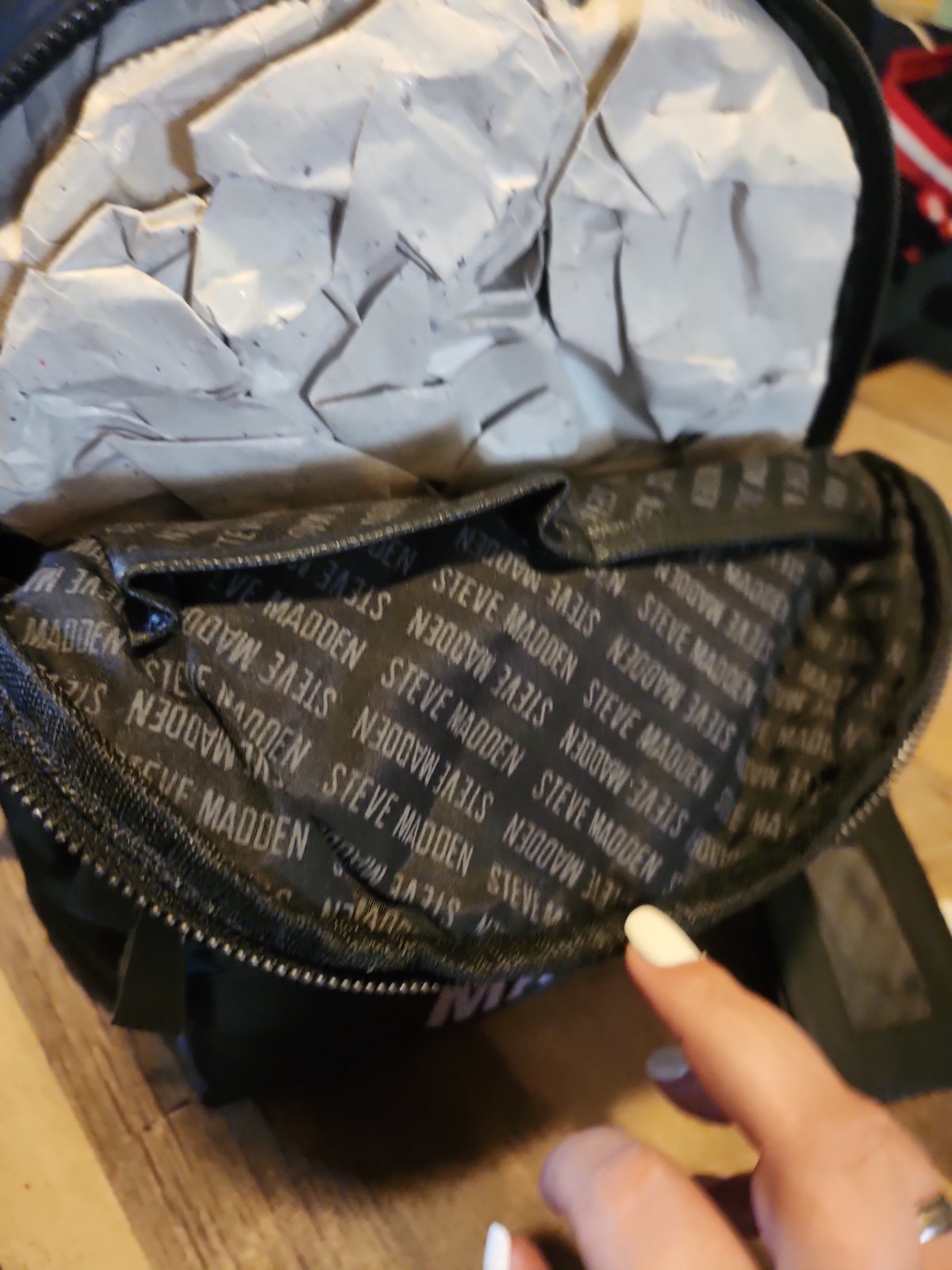 Steve Madden Quilted Mini Backpack Black Lavender Logo Small Travel School Bag
