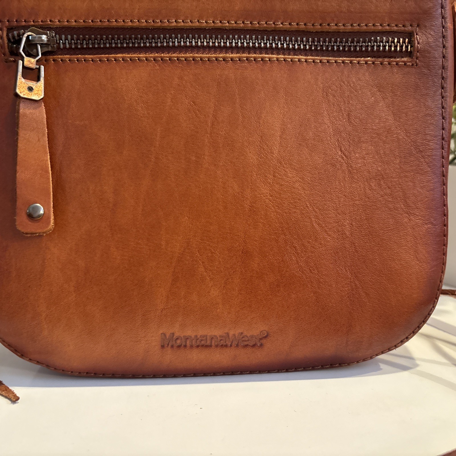 Montana West Concealed Carry Studs Crossbody handbag- Brown