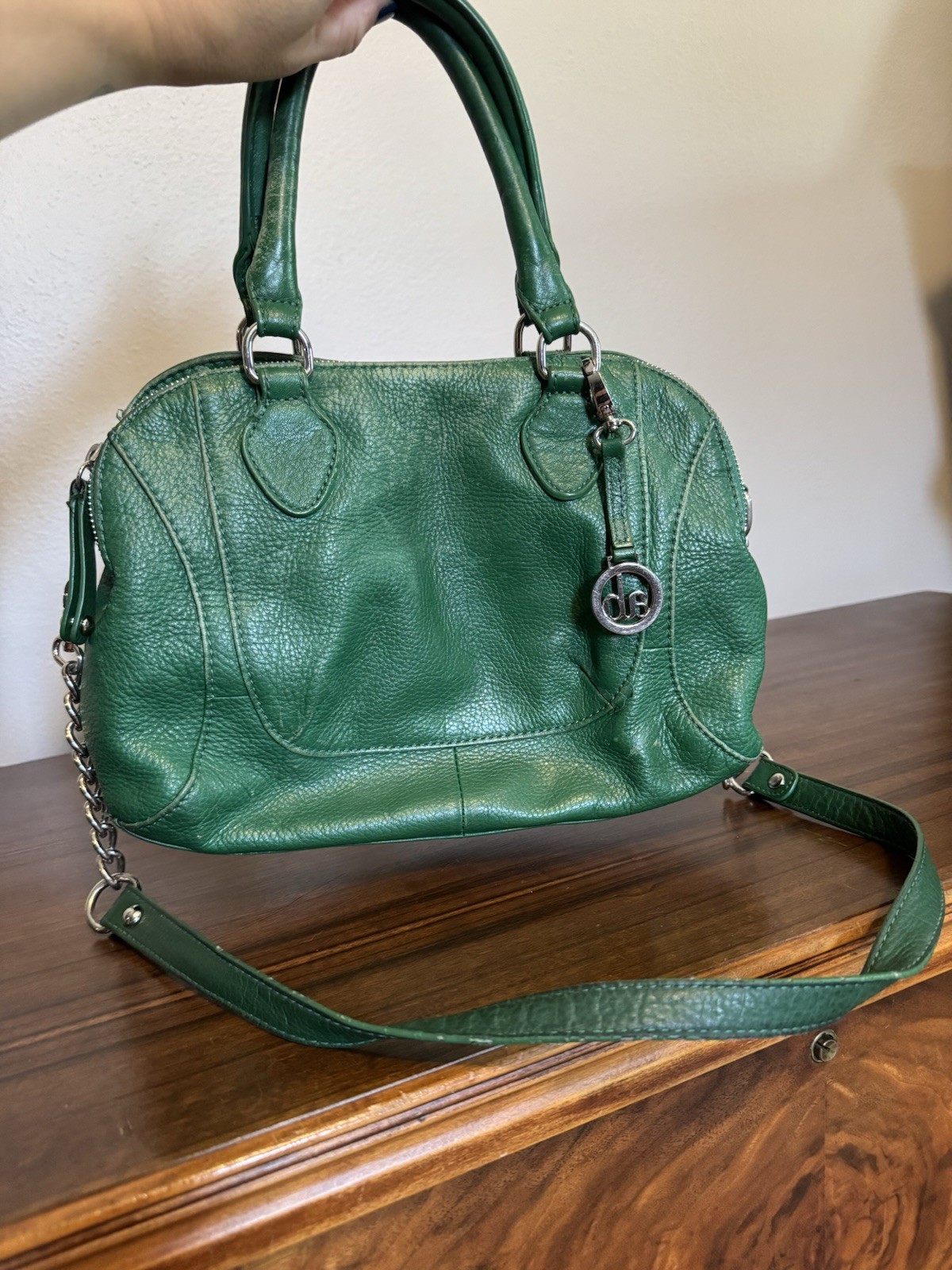 Audrey Brooke Genuine Leather Shoulder Hand Bag Purse Green