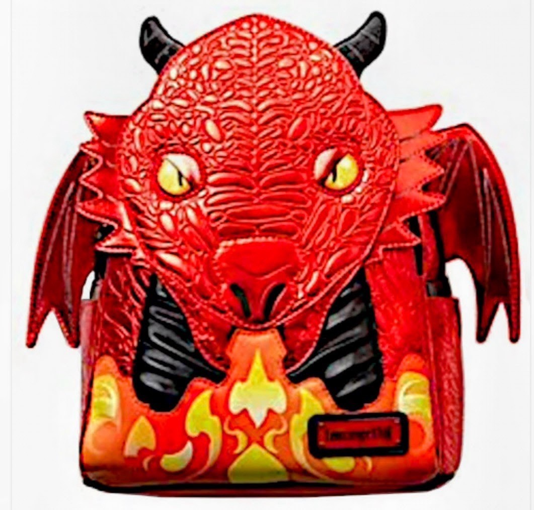 LOUNGEFLY RED DRAGON IRIDESCENT SCALES AND FLAMES BOOKS-A-MILLION EXCLUSIVE NWT