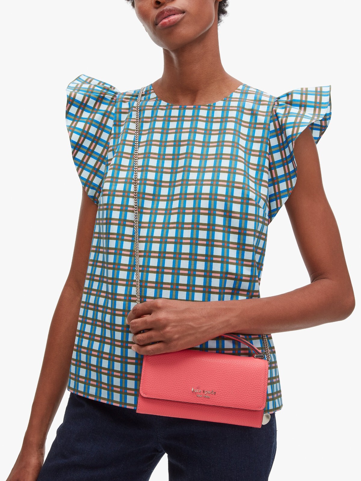 Kate Spade Roulette Top Handle Peach Leather Crossbody Chain PWR00383 NWT $198